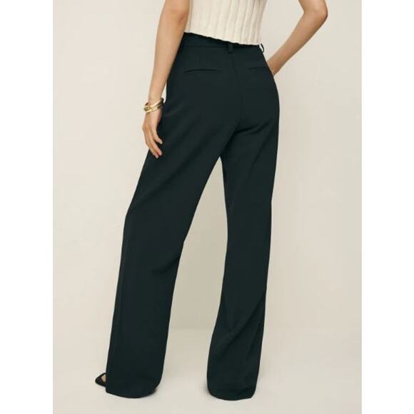 NEW Reformation Alex Mid Rise Pant Pleated Wide Leg Career Workwear Black Sze 10 - Picture 5 of 15